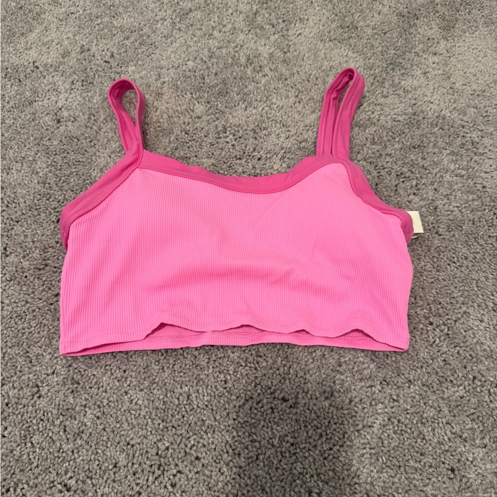 Aerie Pink Ribbed Swim Top